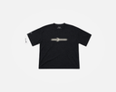 T-shirt Vertikal Édition Blurry noir entièrement visible sur fond neutre